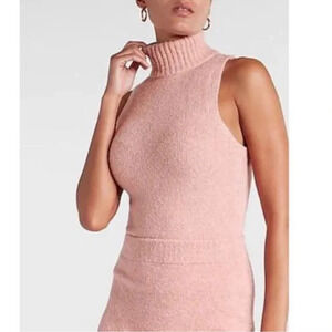 Express Ribbed Sleeveless Pink Turtleneck Sweater size M